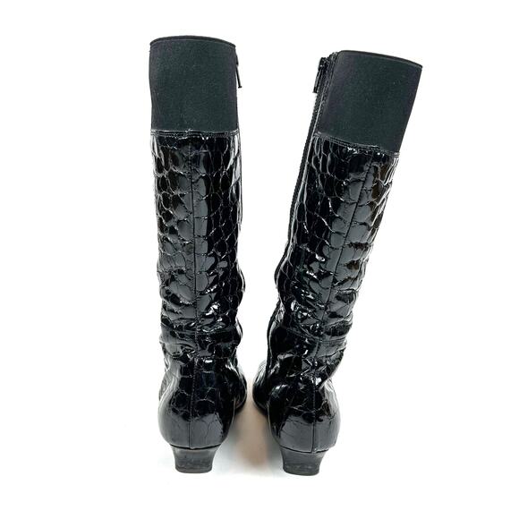 Miu Miu Croc Effect Knee High Kitten Heel Boots - Picture 3 of 10